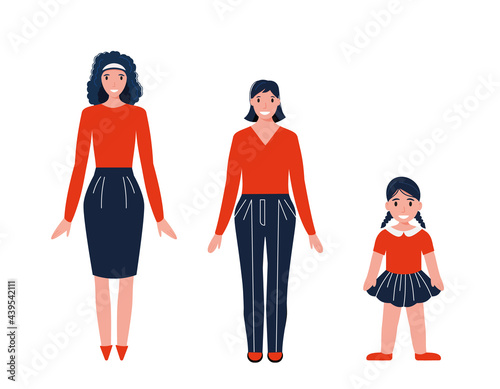 Grandmother, daughter and granddaughter flat illustration