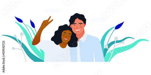 Family Health and Wellness. Modern Flat Vector Illustration. Happy Family on Abstract Background. Modern Flat Vector Design Template. 