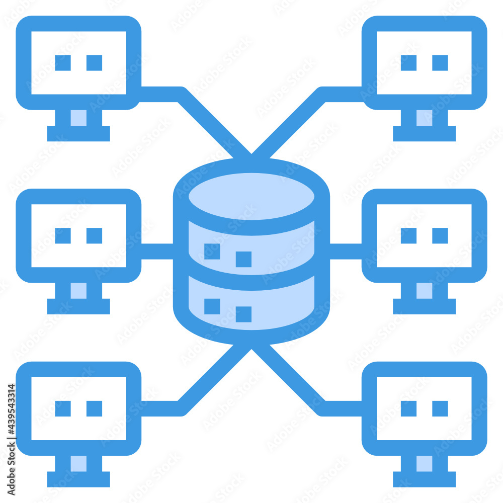 Database blue line icon Database blue line icon