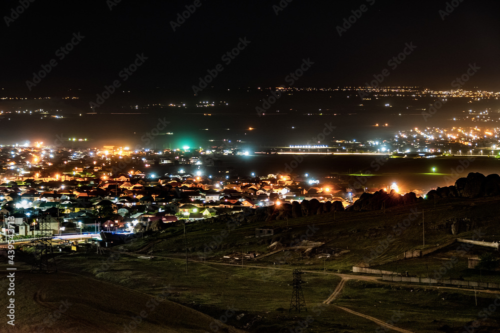 The night outskirts of the city. Makhachkala.