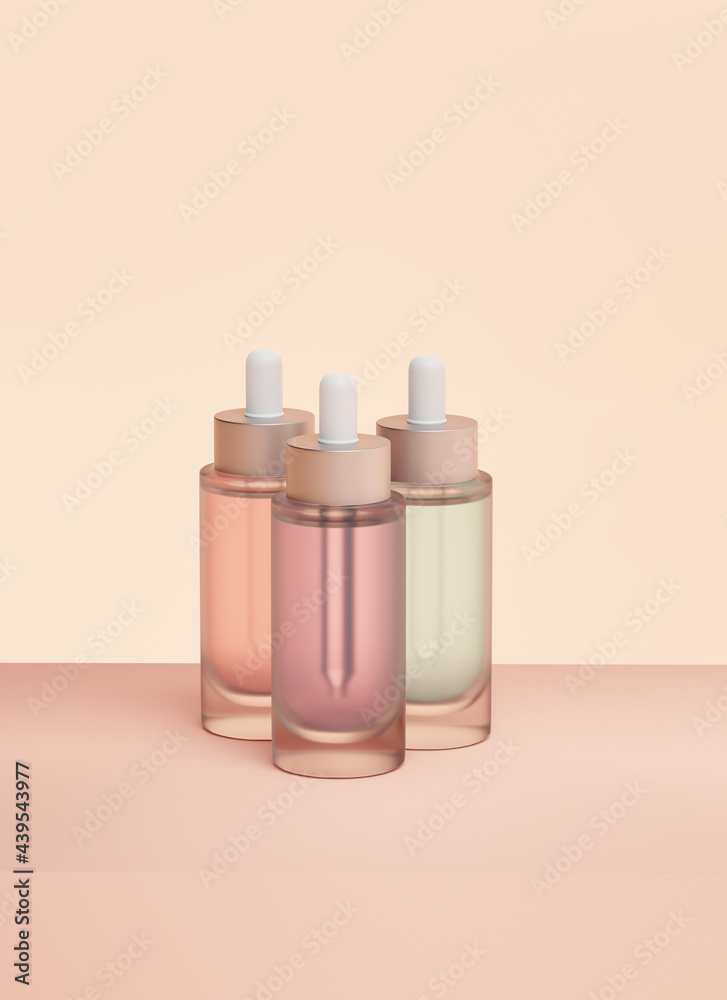 Glass dropper bottle cosmetic product still life Glass dropper bottle cosmetic product still life