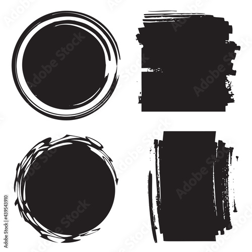 Set of black colorful banners of different shapes with paint splash. Design element. Tags design.