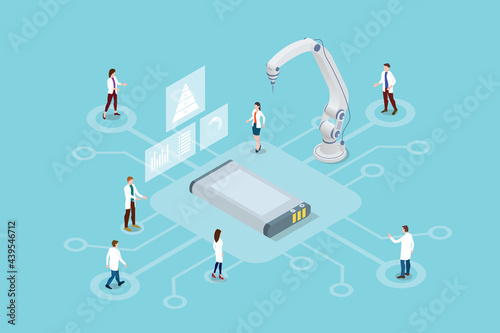 battery research technology concept with modern flat isometric style