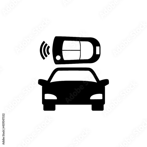 Car and Car key with remote icon isolated on white background