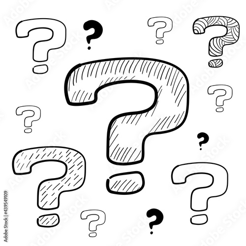 Set of Different Question Marks, Quest and Inquire Symbols