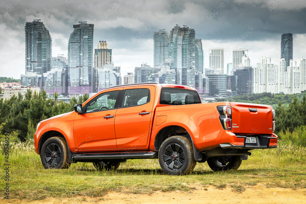 Isuzu DMax is a pickup truck manufactured since 2002 by Isuzu Motors. Stock Photo Adobe Stock