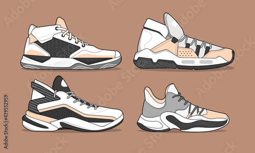 Sports basketball shoes design vector template