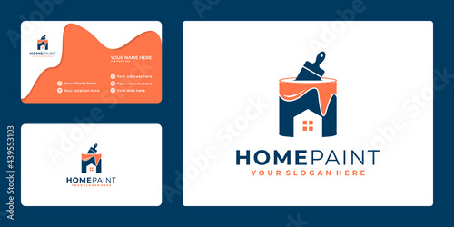 abstract Painting logo design with home concept and business card