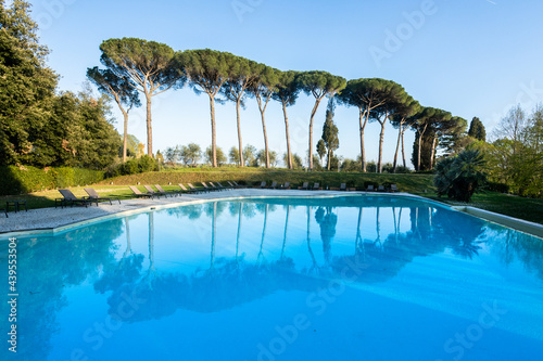 A swimming pool in Colleoli. A village in Tuscany. Palaia a province of Pisa. Central Italy. photo