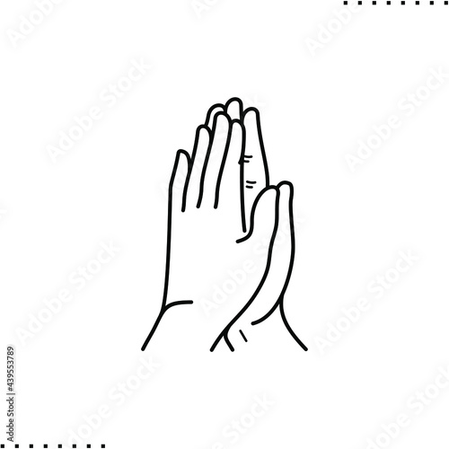 touching hands vector icon in outline