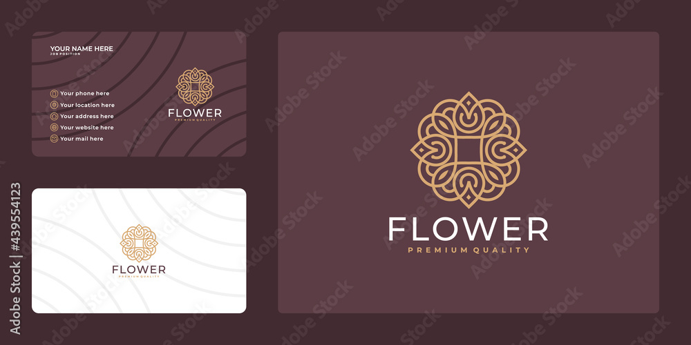 Luxury beauty flower logo design and business card template