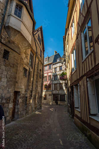Cityscape from France  old antique buildings  charming half-timbered houses