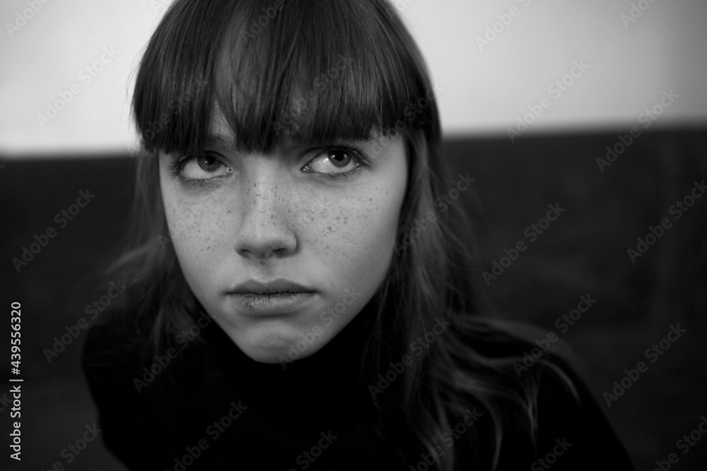 Monochrome portrait of a beautiful teen girl Monochrome portrait of a beautiful teen girl