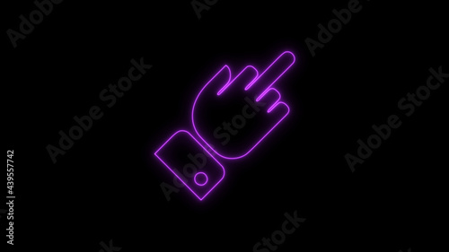 Fuck you  rude sign  fuck off  provocation gesture hot firelight glowing on black background. Symbol obscene fuck you by fire lights. Royalty high-quality free stock of hand  middle finger