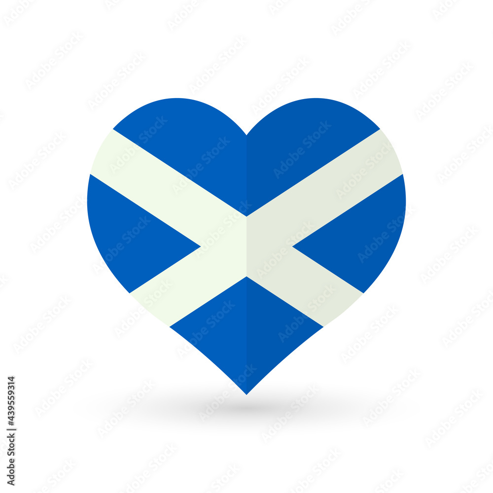 Obraz premium Heart symbol, flag of Scotland, vector illustration