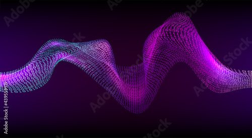 Abstract binary wave. Digital code background. Cybersapace and technology concept. Artificial synthetic voice. Digital sound wave. Intelligent assistant.