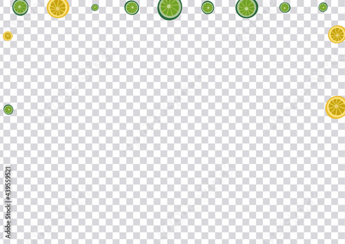 Mint Lemon Background Transparent Vector. Decor Illustration. Bright Citrus Colorful. Repeat Fruit Greenish Set.