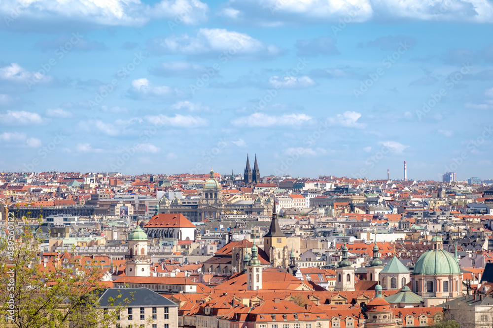 Prague cityscape - shot taken from Prague castle overlooking Old Town and New Town