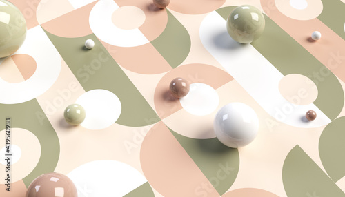 Abstract geometric background pattern with three-dimensional balls 3D illustration