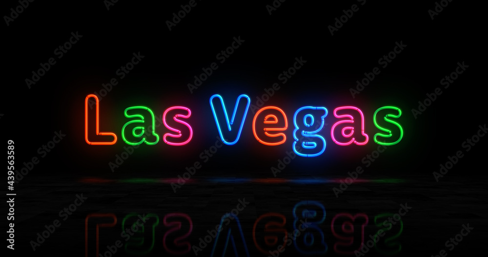 Las Vegas city symbol neon light 3d illustration