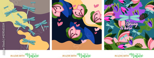 In love with Nature. Floral leaf and flower elements to support Earth and Nature and share some love to the world of plants and animals. Pastel colors. Spring and Summer time.