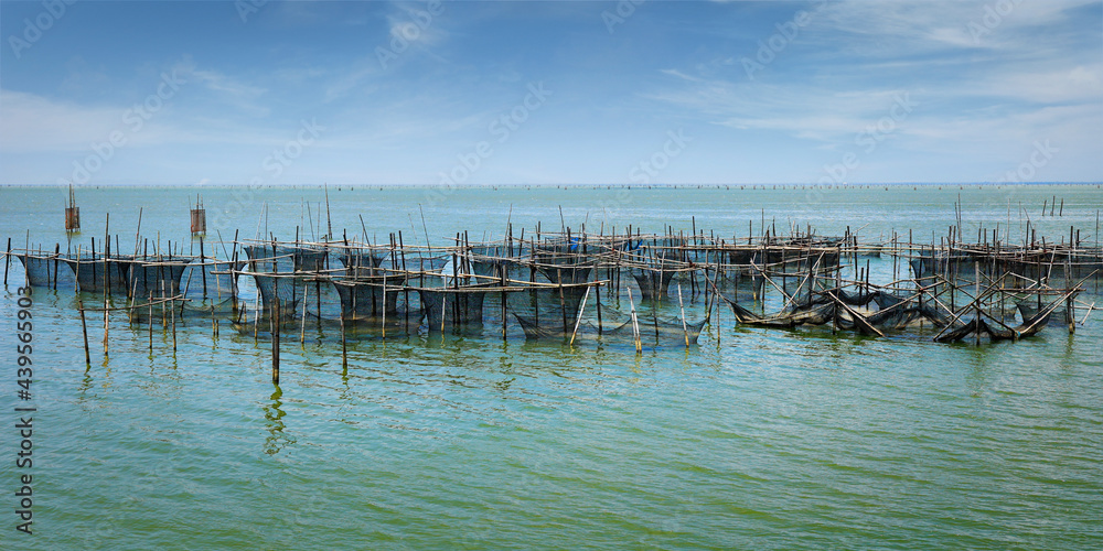 fish net farm at phattalung in thailand