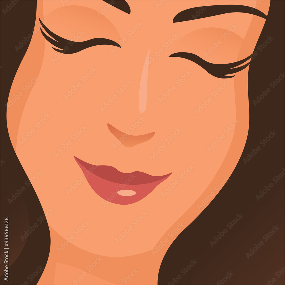 Beautiful girl face. Closed eyes. Beauty salon, spa and body care concept. Vector cartoon illustration Beautiful girl face. Closed eyes. Beauty salon, spa and body care concept. Vector cartoon illustration