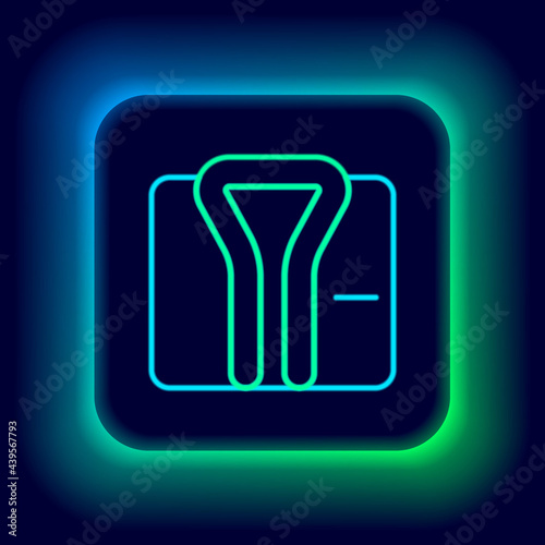 Glowing neon line Bathrobe icon isolated on black background. Colorful outline concept. Vector