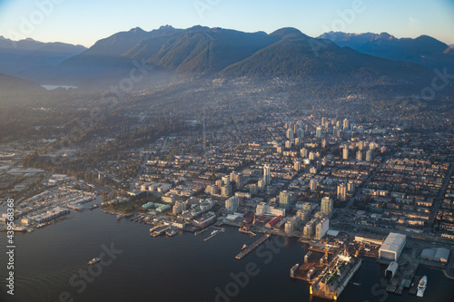 Aerial view of a coastal city photo