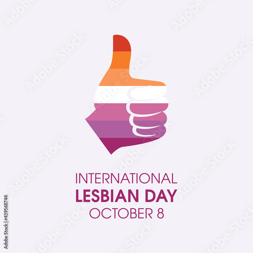 International Lesbian Day vector. Thumb up like hand shape lesbian flag icon vector. Lesbian Day Poster, October 8. Important day