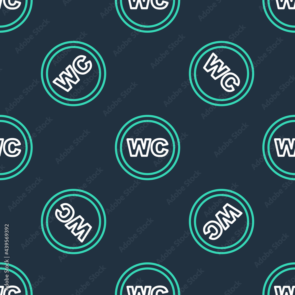 Line Toilet icon isolated seamless pattern on black background. WC sign. Washroom. Vector