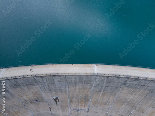 water dam aerial view from above, renewable energy photo