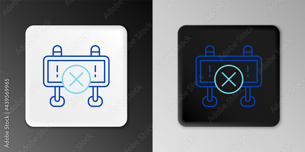 Line Road barrier icon isolated on grey background. Symbol of restricted area which are in under construction processes. Repair works. Colorful outline concept. Vector