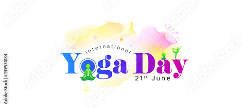 yoga day concept. international yoga day 21 June typography