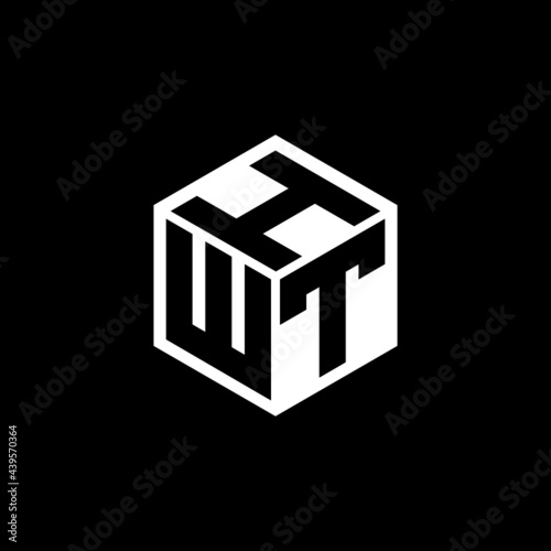 WTH letter logo design with black background in illustrator, vector logo modern alphabet font overlap style. calligraphy designs for logo, Poster, Invitation, etc.