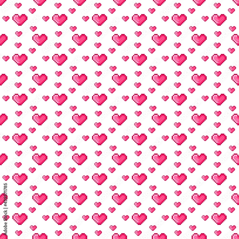 Heart pattern pixel art. Seamless pattern. Pixel art heart pattern. Valentine's Day. Heart pattern pixel art. Seamless pattern. Pixel art heart pattern. Valentine's Day.