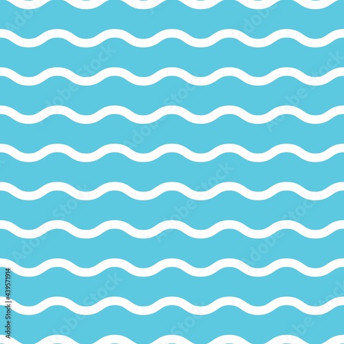 Blue and white wave pattern. Wave line pattern. Seamless wavy texture. Vector illustration.