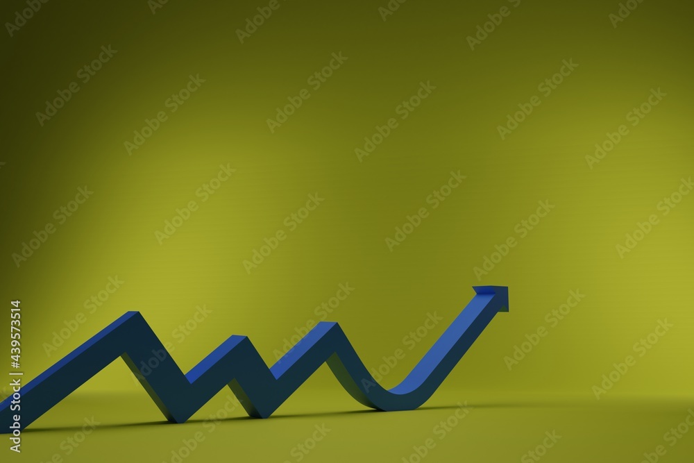 3D growth chart arrow with studio background. concept for business leadership with strategic planning and management idea. 3D rendering 3D growth chart arrow with studio background. concept for business leadership with strategic planning and management idea. 3D rendering