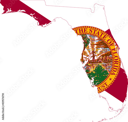 Simple flat flag map of the Federal State of Florida, USA