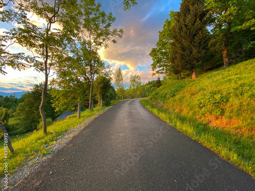 Epic road scene in beautiful rural landscape