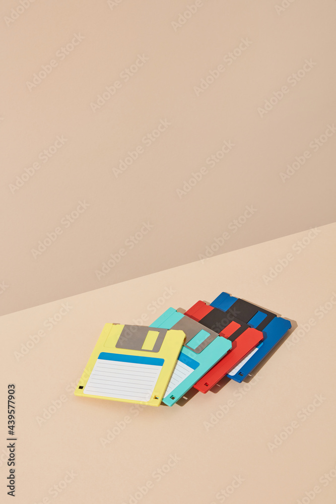 Colored old floppy discs Colored old floppy discs