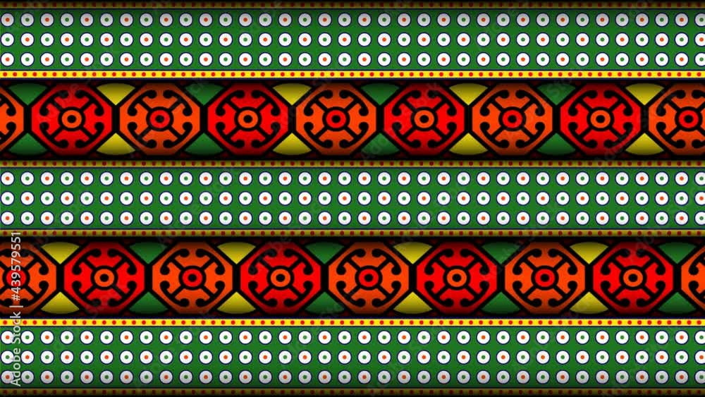 Looping animated background in flat style, seamless pattern in Indian folk style Looping animated background in flat style, seamless pattern in Indian folk style