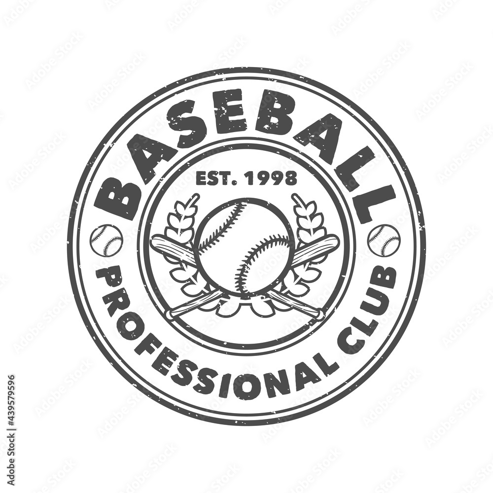 logo design baseball professional club with baseball and bat vintage illustration logo design baseball professional club with baseball and bat vintage illustration