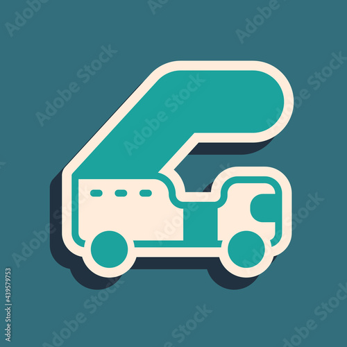 Green Passenger ladder for plane boarding icon isolated on green background. Airport stair travel. Long shadow style. Vector
