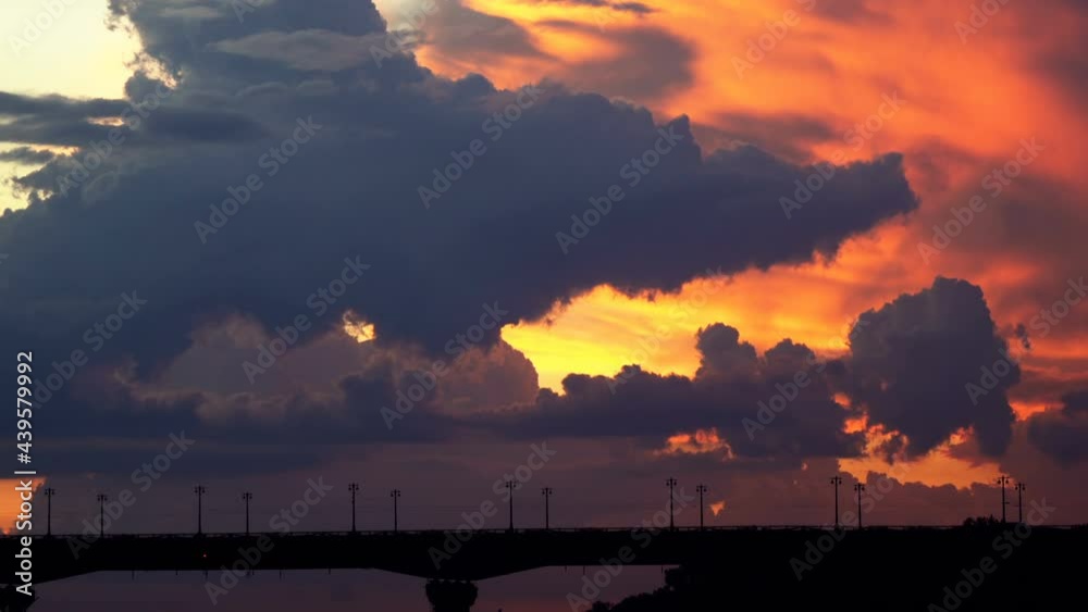 Driving on the road bridge at sunset Driving on the road bridge at sunset