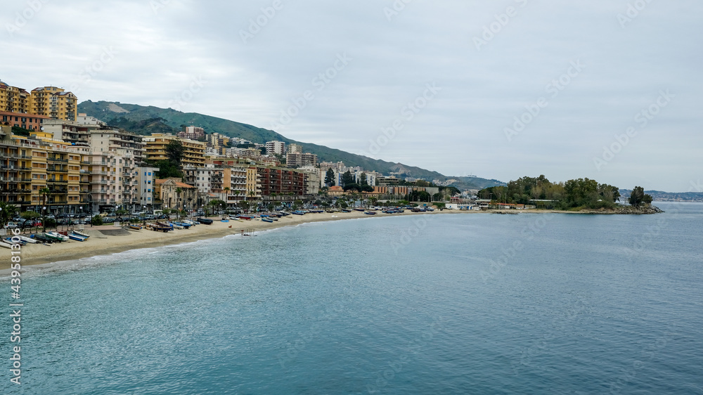 Sicily, Italy. View of Borgo del Ringo, a neighborhood of the city of Messina, from the strait of the same name.