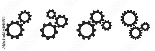 Simple cogwheel collection. Gear wheel vector icon set. Gear mechanism, progress, construction concept, or UI element. Vector illustration