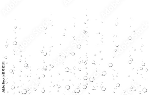 Oxygen air bubbles  flow  in water on white  background.