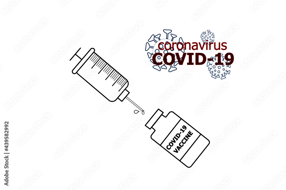 vaccine syringe and COVID-19 vaccine vial with text vaccine syringe and COVID-19 vaccine vial with text