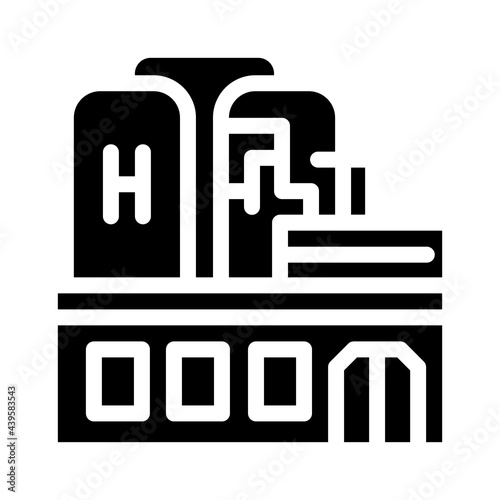factory production hydrogen glyph icon vector. factory production hydrogen sign. isolated contour symbol black illustration